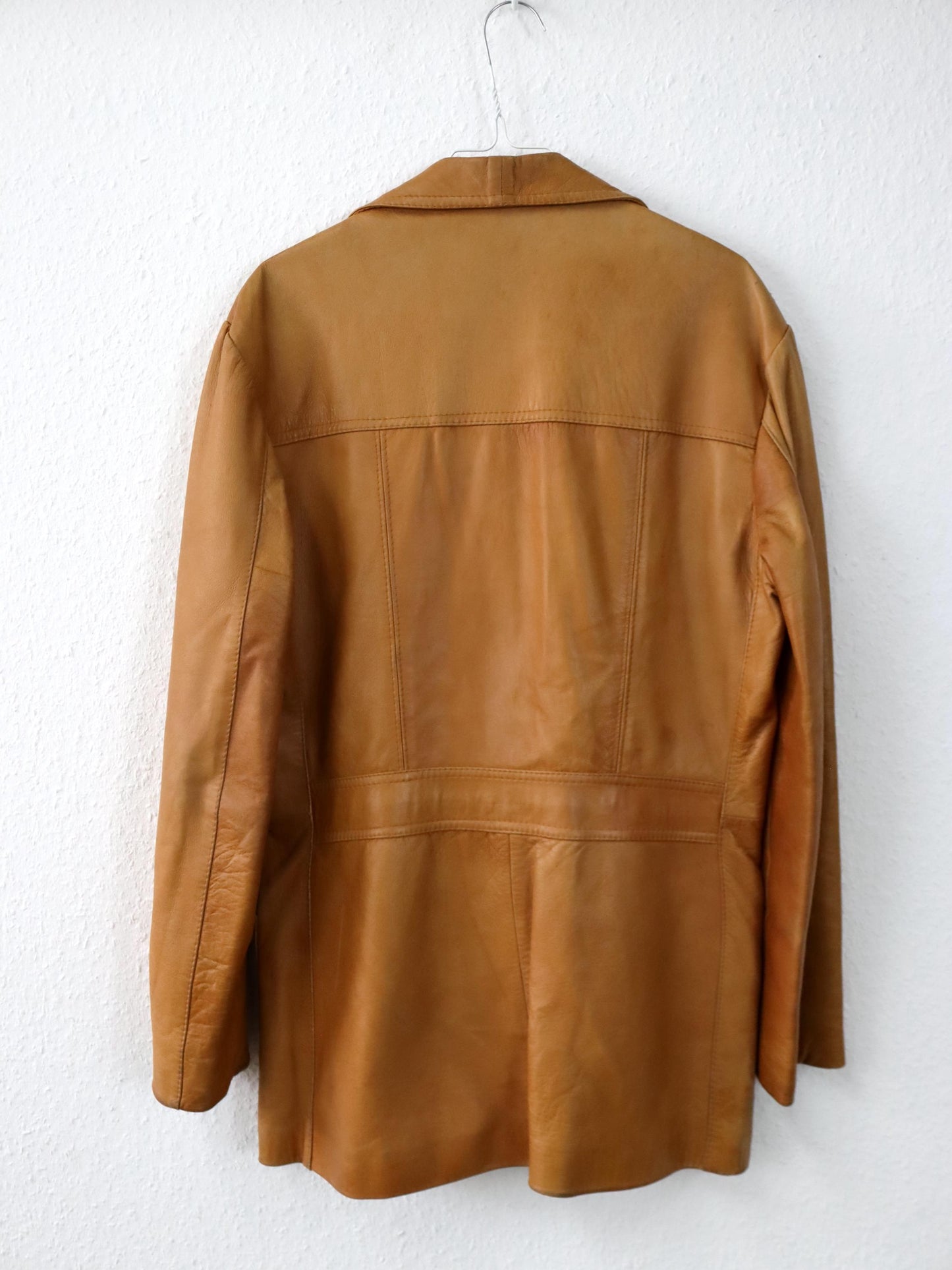Vintage 80er 90er CREAZIONI ASSO Lederjacke Blazer Mantel hellbraun L