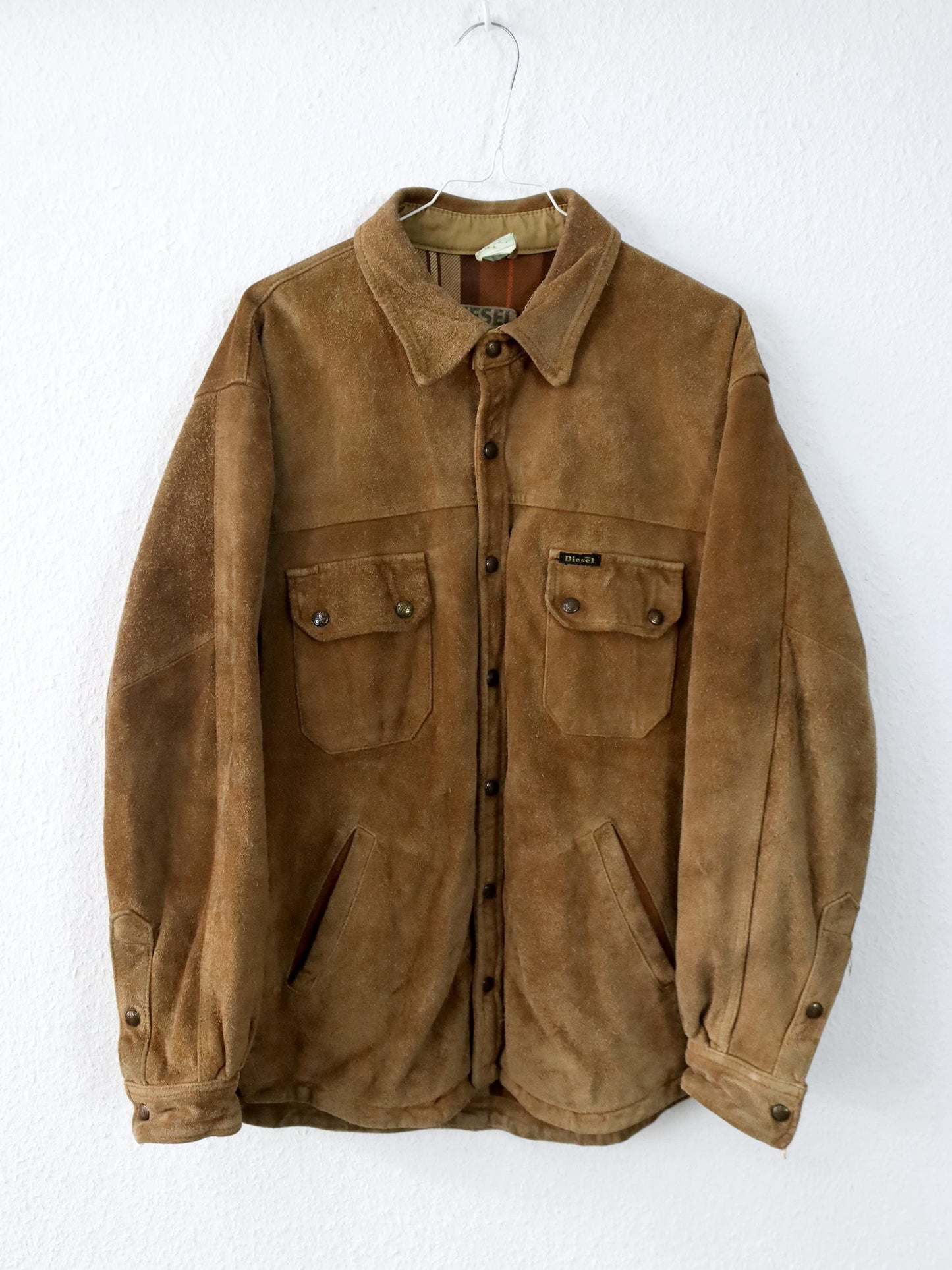 Vintage 80er 90er DIESEL Comfort Range Lederjacke Wildleder Knopfleiste heavy braun M