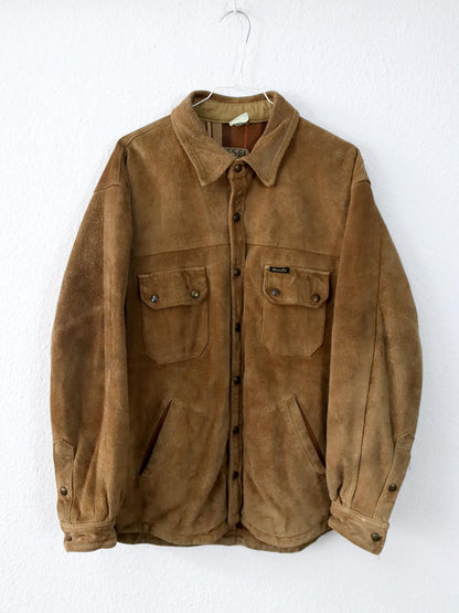 Vintage 80er 90er DIESEL Comfort Range Lederjacke Wildleder Knopfleiste heavy braun M