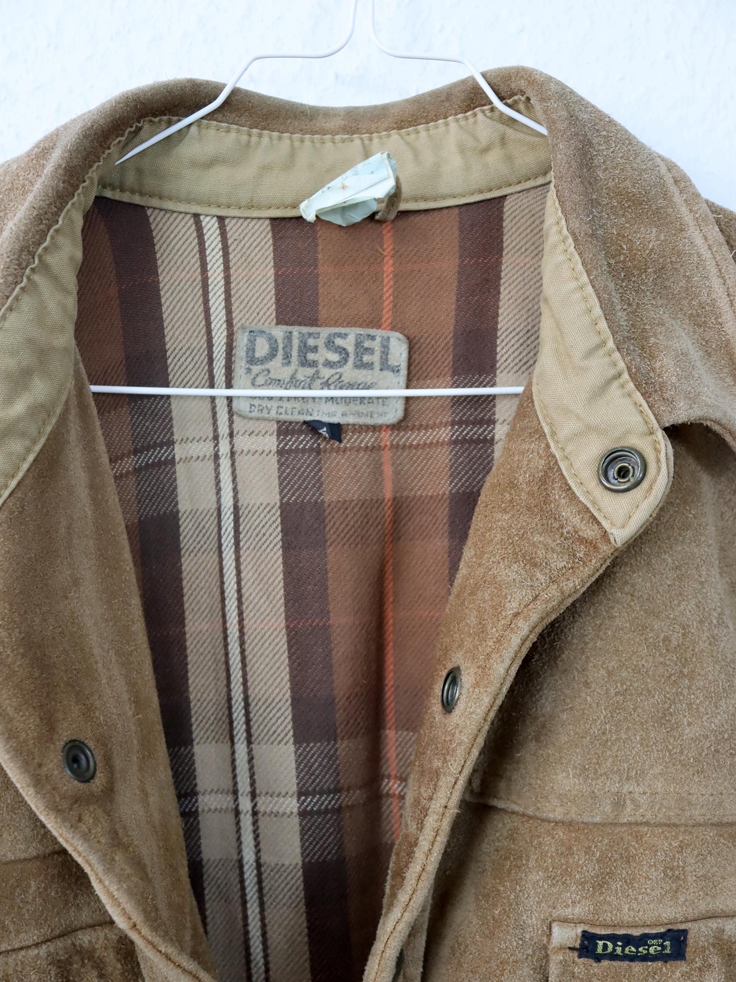 Vintage 80er 90er DIESEL Comfort Range Lederjacke Wildleder Knopfleiste heavy braun M