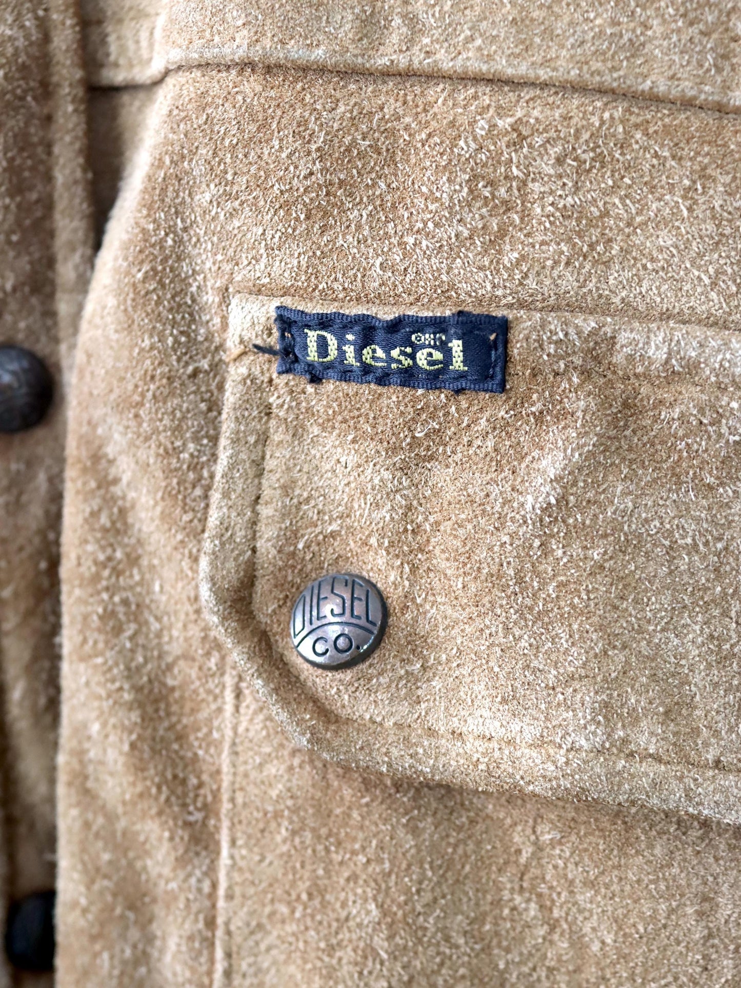 Vintage 80er 90er DIESEL Comfort Range Lederjacke Wildleder Knopfleiste heavy braun M