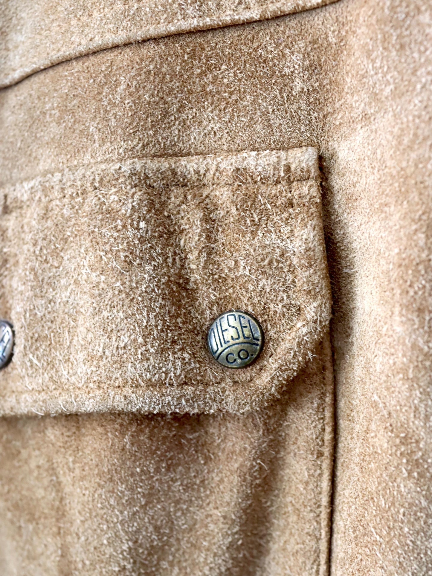 Vintage 80er 90er DIESEL Comfort Range Lederjacke Wildleder Knopfleiste heavy braun M