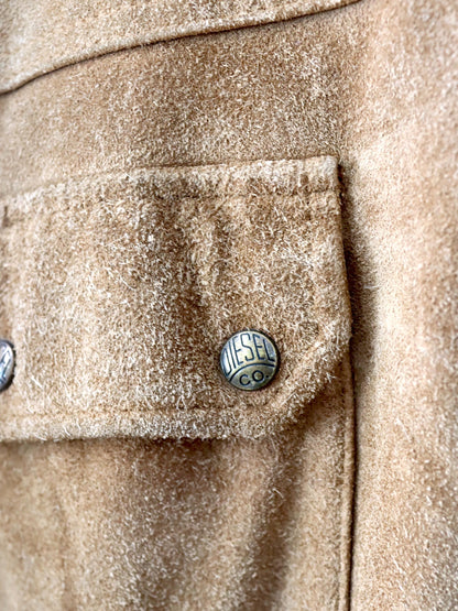 Vintage 80er 90er DIESEL Comfort Range Lederjacke Wildleder Knopfleiste heavy braun M