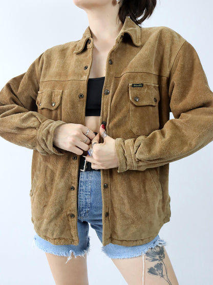 Vintage 80er 90er DIESEL Comfort Range Lederjacke Wildleder Knopfleiste heavy braun M