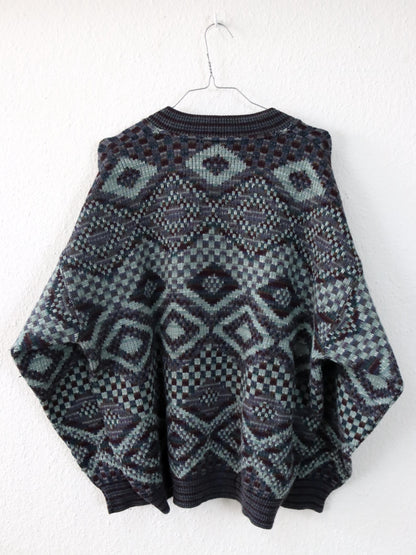 Vintage 80er 90er F. MORRI Cardigan Wollcardigan Strickjacke wolle gemustert M