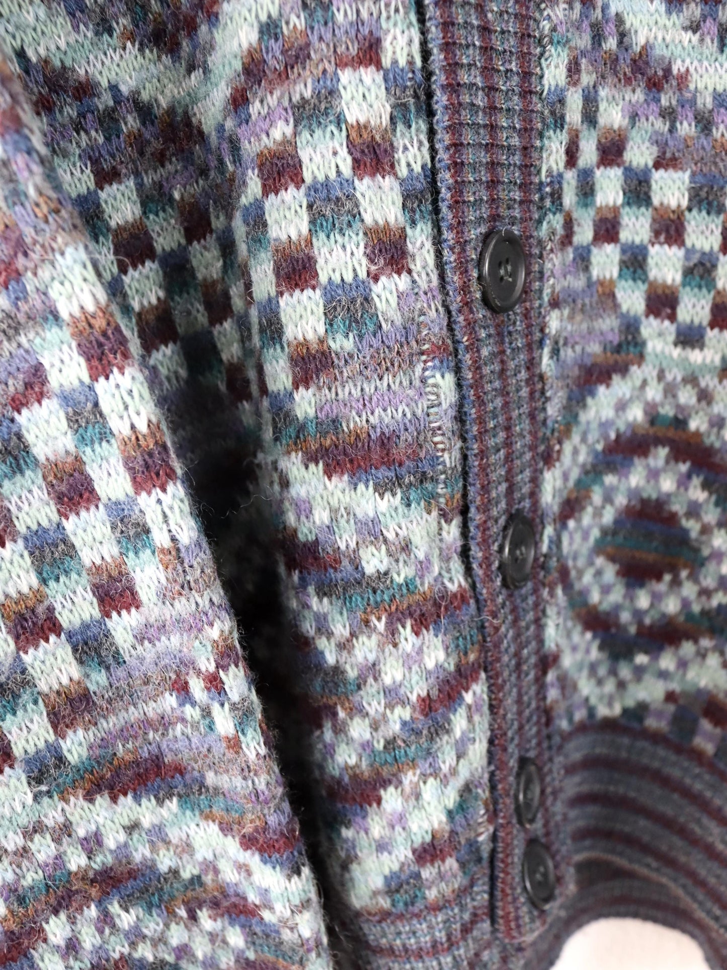 Vintage 80er 90er F. MORRI Cardigan Wollcardigan Strickjacke wolle gemustert M
