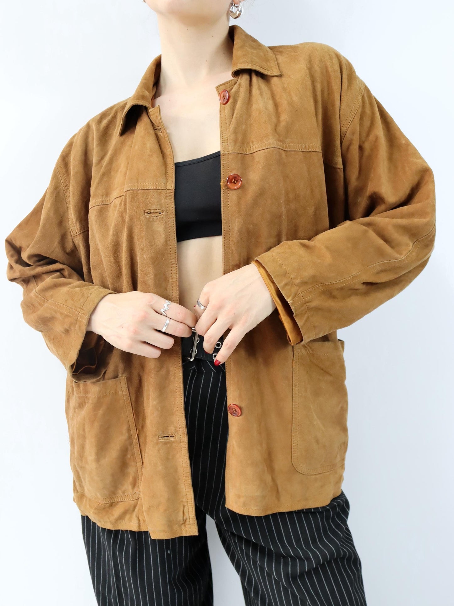 Vintage 80er 90er VSK Wildlederhemd Jacke Wildleder braun 40