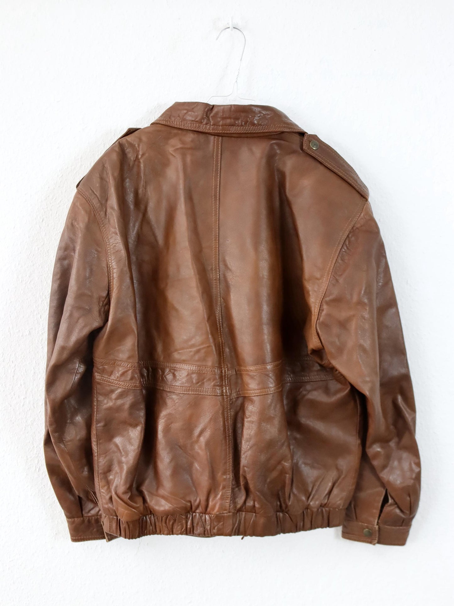 Vintage 80er 90er VERA PELLE Lederjacke Jacke Schulterpolster braun XL