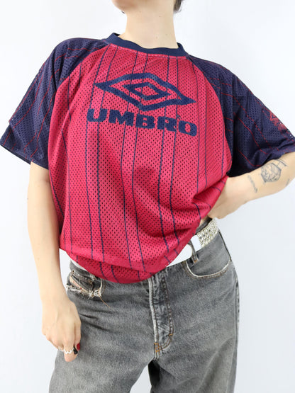 Vintage 80er 90er UMBRO Wendeshirt Trikot reversible dunkelblau rot M
