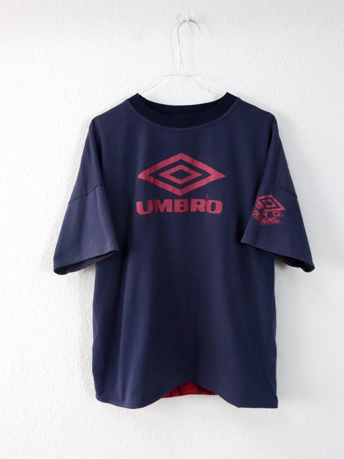Vintage 80er 90er UMBRO Wendeshirt Trikot reversible dunkelblau rot M