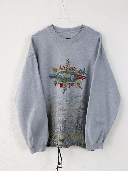 Vintage 80er 90er THINK PINK Sweatshirt Pullover Print Stickerei M