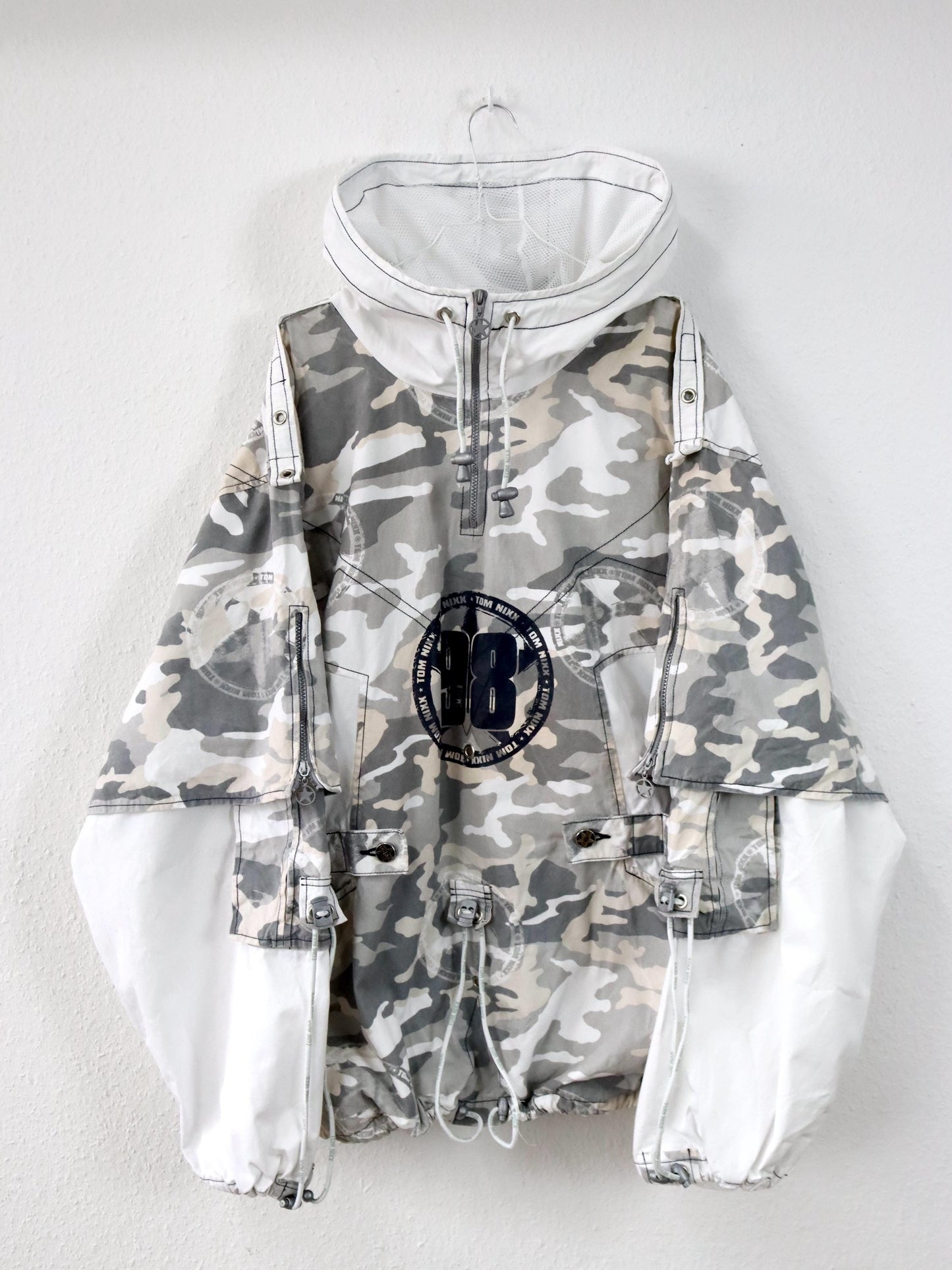 Vintage 90er 00er Y2k TOM NIXX Windbreaker Überziehjacke Jacke Camouflage Designer Berlin XXL