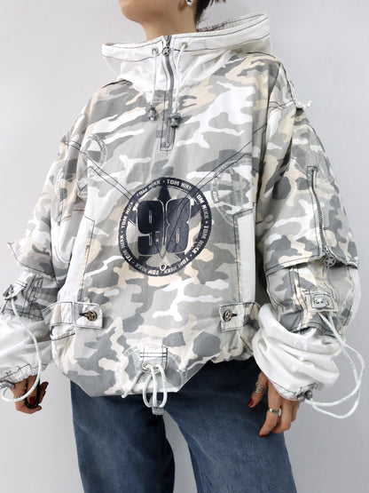 Vintage 90er 00er Y2k TOM NIXX Windbreaker Überziehjacke Jacke Camouflage Designer Berlin XXL