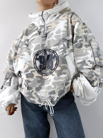 Vintage 90er 00er Y2k TOM NIXX Windbreaker Überziehjacke Jacke Camouflage Designer Berlin XXL