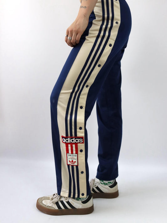 Vintage 90er 00er Y2k ADIDAS Adibreak Jogginghose Trainingshose Knopfleiste dunkelblau 2000 176 S