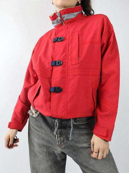 Vintage 90er 00er INVICTA Regenjacke Windbreaker Segeljacke rot Stehkragen M