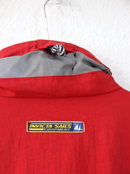 Vintage 90er 00er INVICTA Regenjacke Windbreaker Segeljacke rot Stehkragen M