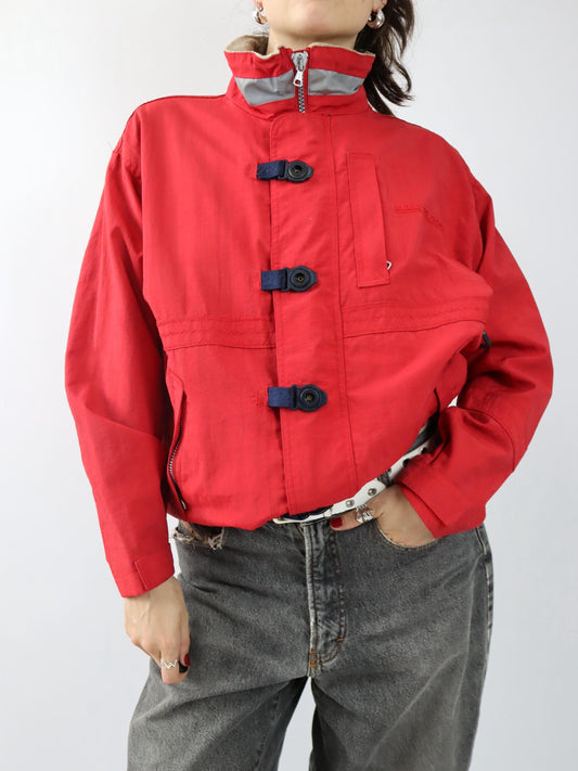 Vintage 90er 00er INVICTA Regenjacke Windbreaker Segeljacke rot Stehkragen M