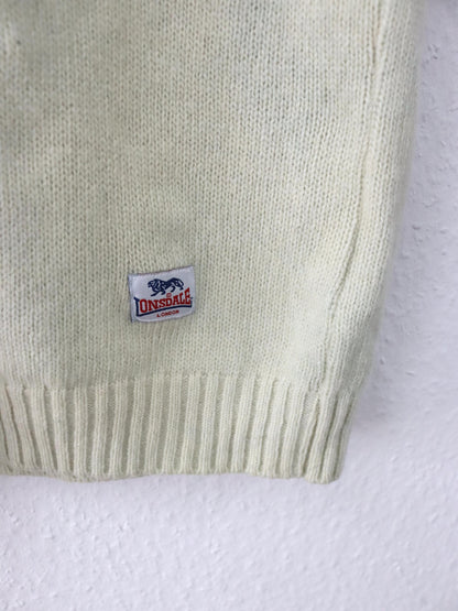 Vintage 90er 00er LONSDALE Pullunder Wolle beige V-Ausschnitt XL