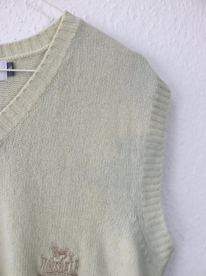 Vintage 90er 00er LONSDALE Pullunder Wolle beige V-Ausschnitt XL