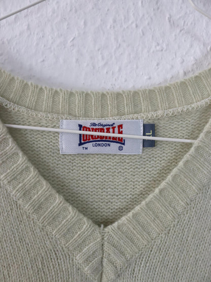 Vintage 90er 00er LONSDALE Pullunder Wolle beige V-Ausschnitt XL