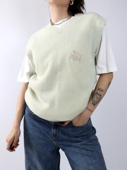 Vintage 90er 00er LONSDALE Pullunder Wolle beige V-Ausschnitt XL