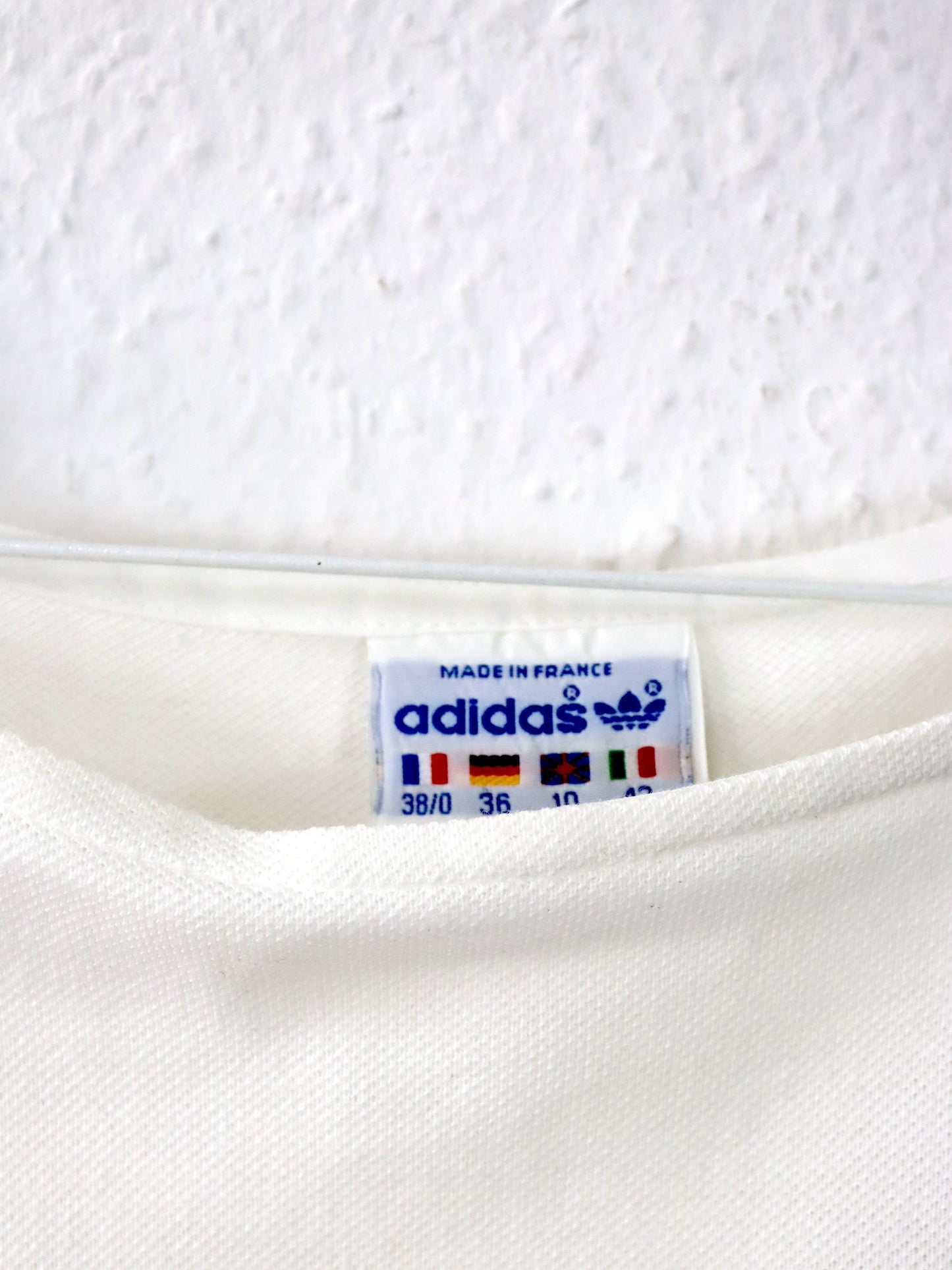 Vintage 70er 80er ADIDAS Tennisshirt Oberteil weiß türkis Top Made in France 36