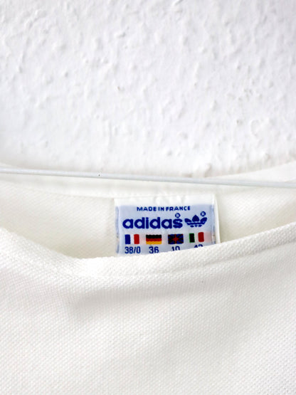 Vintage 70er 80er ADIDAS Tennisshirt Oberteil weiß türkis Top Made in France 36
