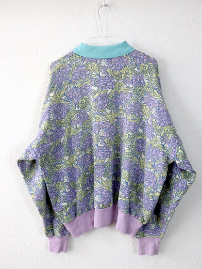 Vintage 80er 90er AMERICAN SYSTEM Sweatshirt Pullover crazy pattern flieder pastel XXL