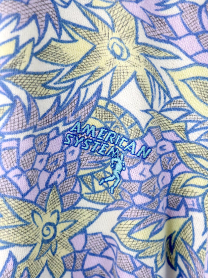 Vintage 80er 90er AMERICAN SYSTEM Sweatshirt Pullover crazy pattern flieder pastel XXL