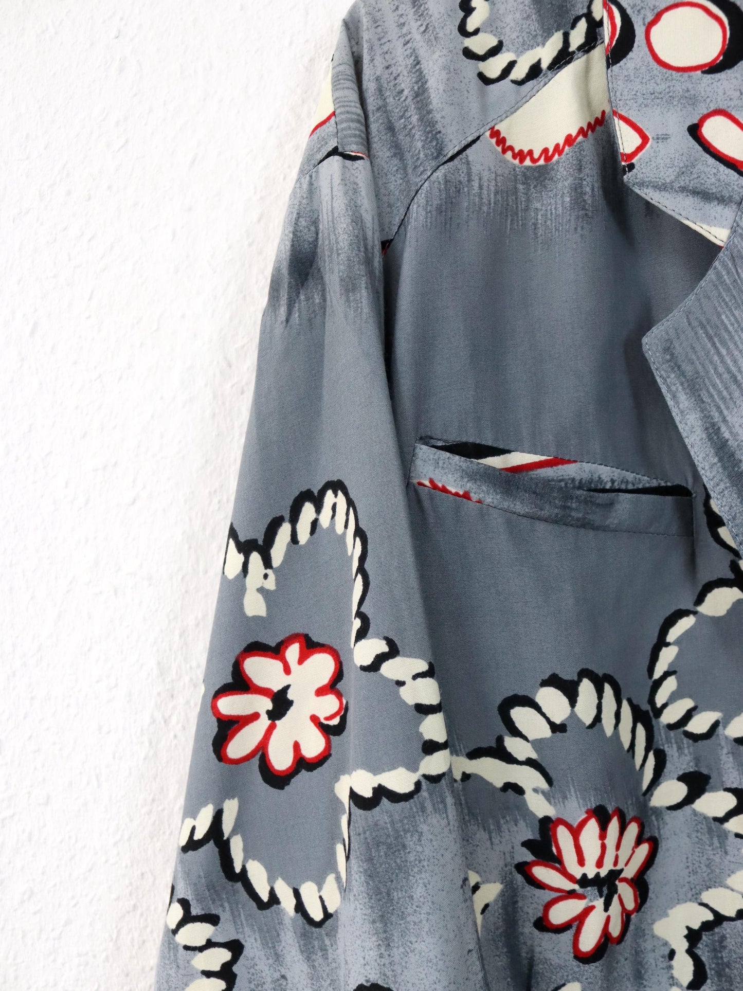 Vintage 80er 90er Bluse langarm crazy pattern Viskose Blumen M/L