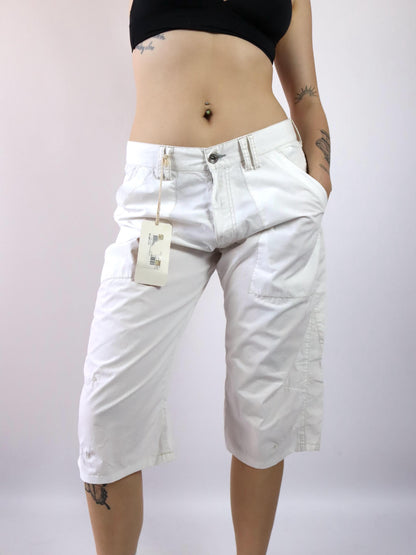 Vintage 90er 00er Y2k ENERGIE Shorts Jorts kurze Hose Baggy Pants weiß Deadstock W34