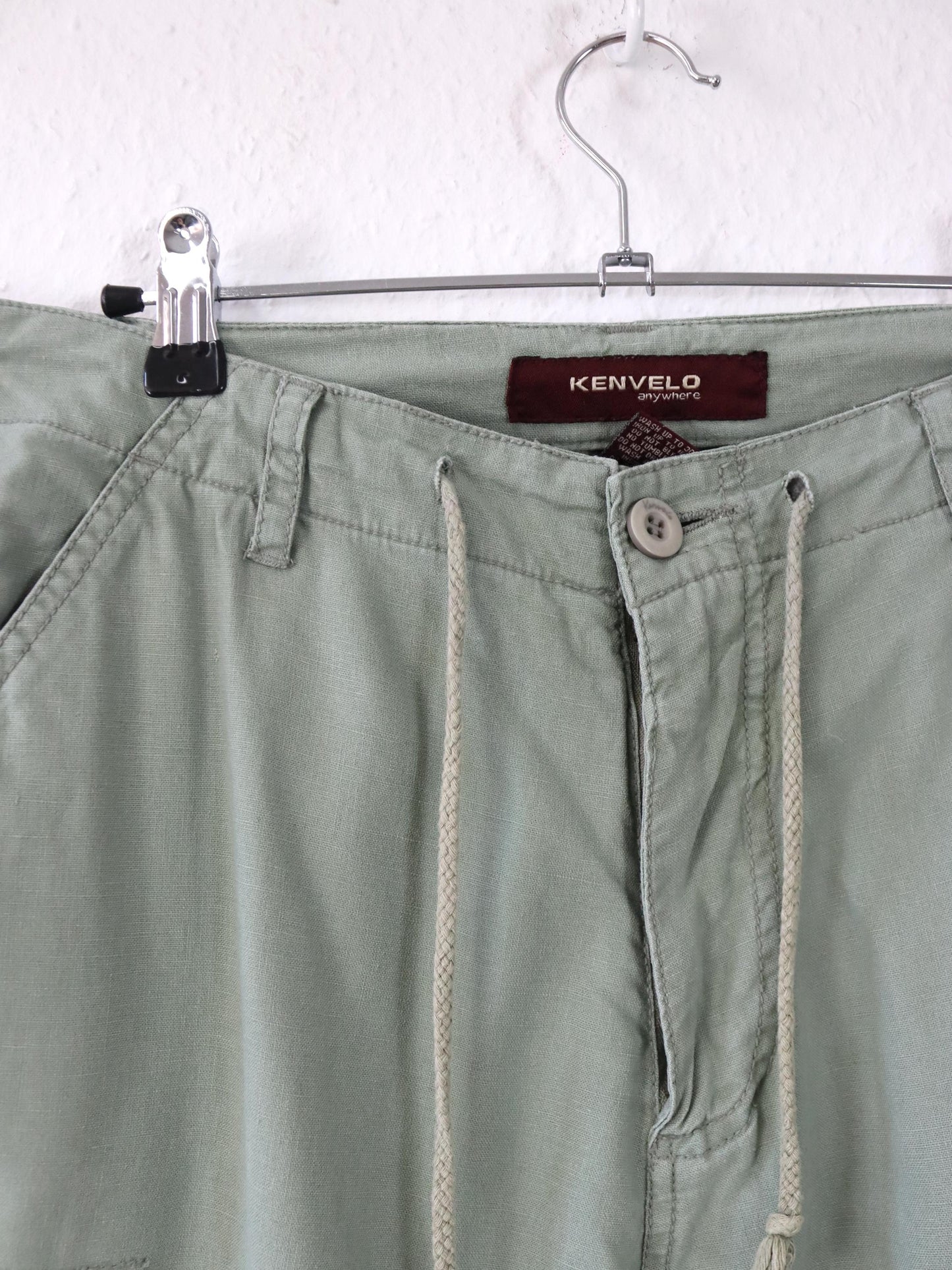 Vintage 90er 00er Y2k KENVELO Shorts Jorts Cargo Dreiviertel Hose Baggy Pants khaki Leinen XL