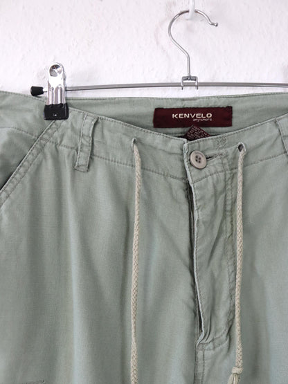 Vintage 90er 00er Y2k KENVELO Shorts Jorts Cargo Dreiviertel Hose Baggy Pants khaki Leinen XL