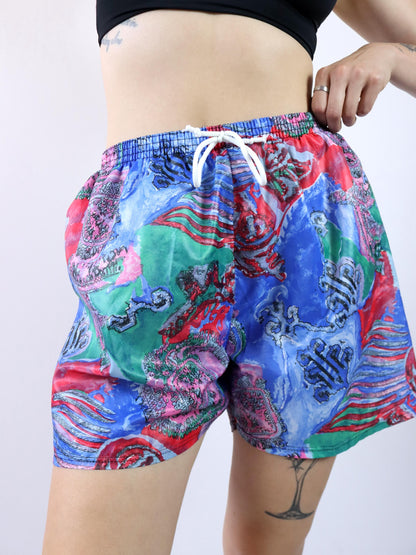 Vintage 80er 90er Shorts Badehose crazy pattern bunt 56 XXL