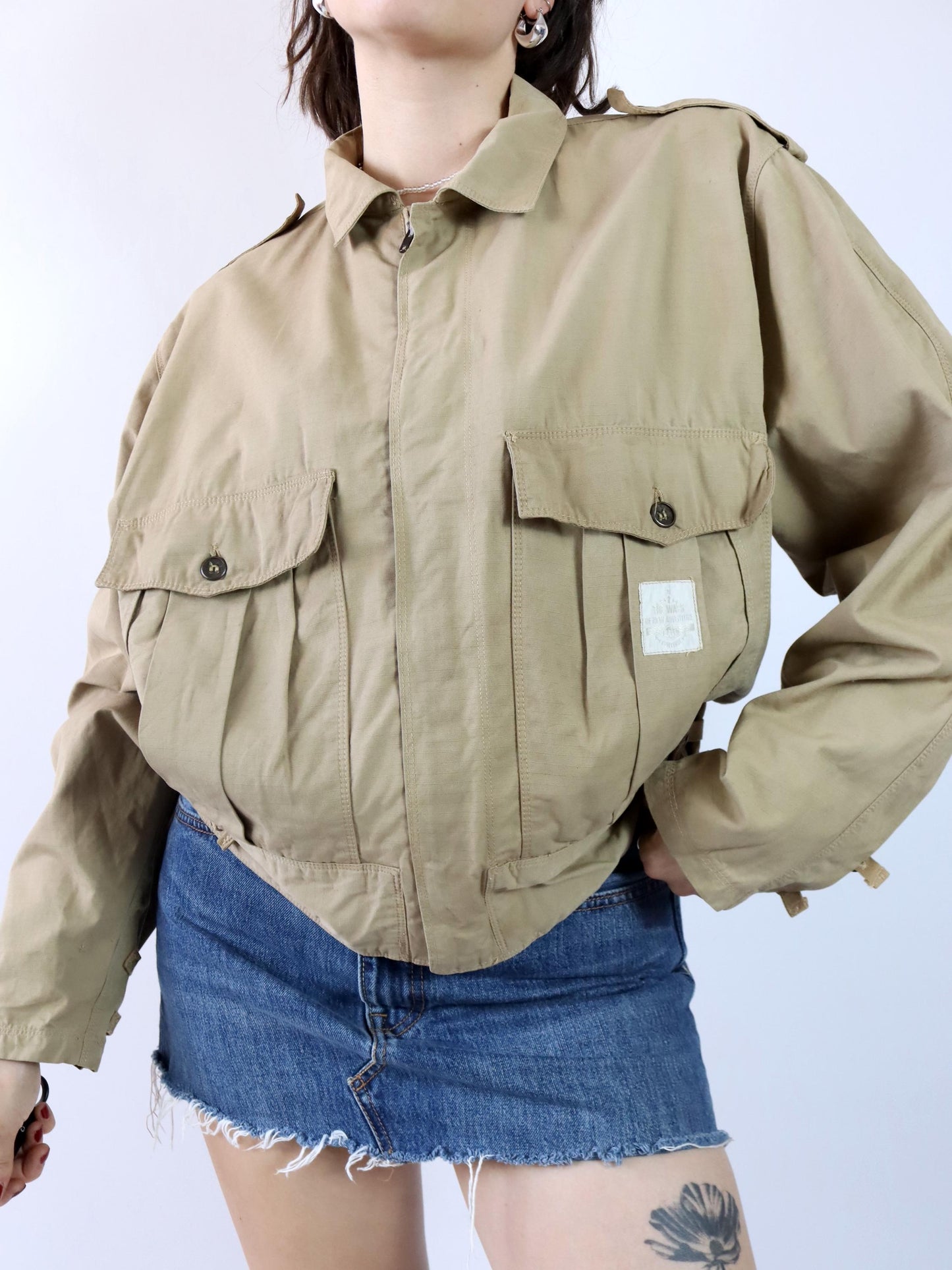 Vintage 80er 90er BALL leichte Jacke Blouson Utility beige 50 L