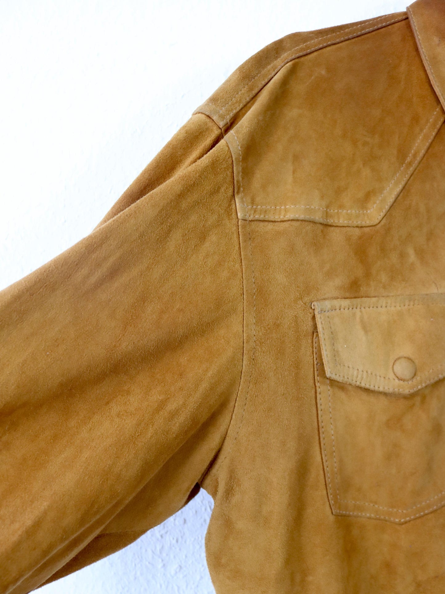 Vintage 80er 90er Wildlederhemd Hemd langarm Wildleder braun 46 S/M