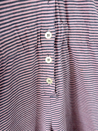 Vintage 80er 90er BELFE Einteiler Jumpsuit Knopfleiste Kapuze gestreift 42