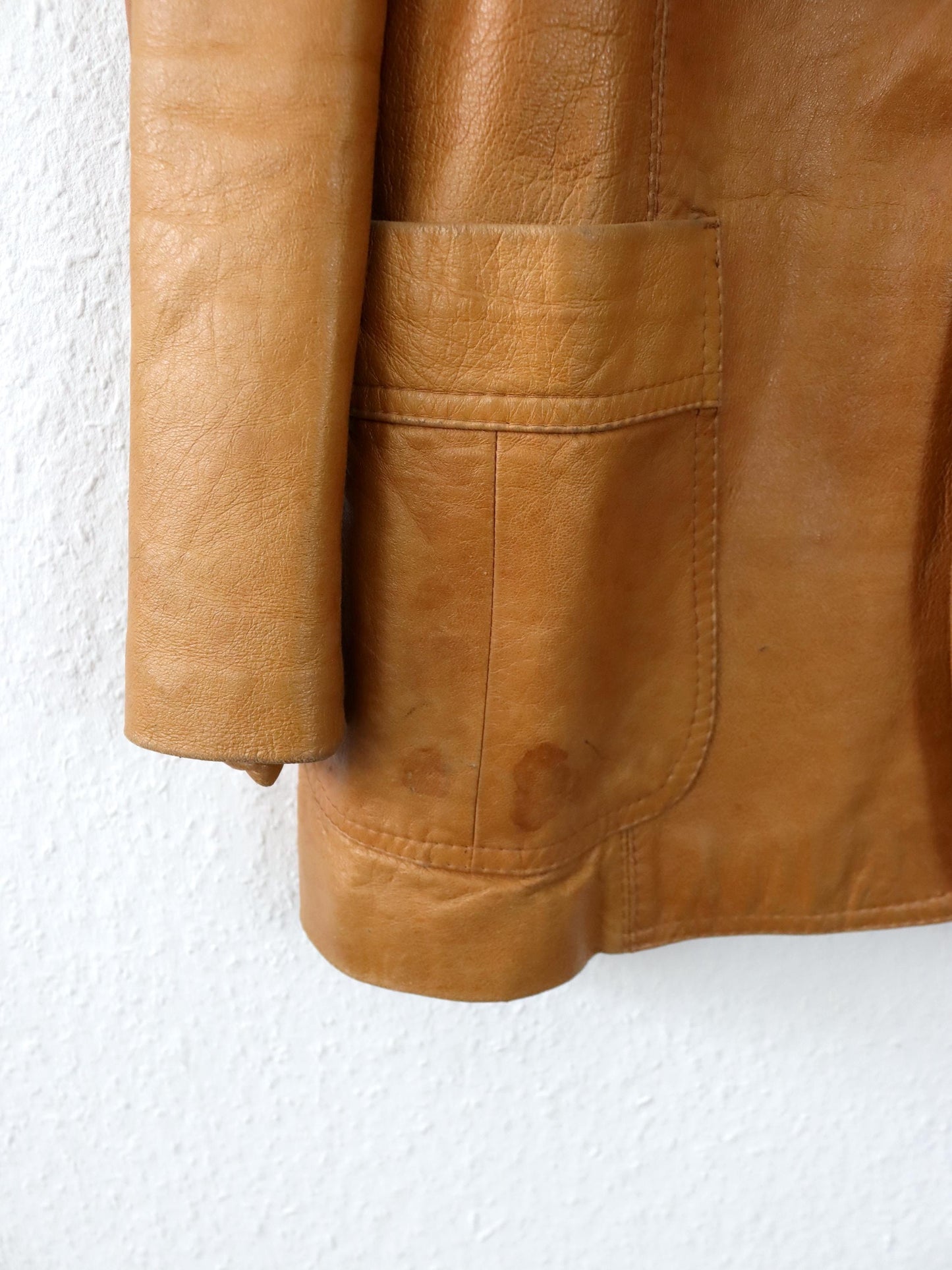 Vintage 80er 90er CREAZIONI ASSO Lederjacke Blazer Mantel hellbraun L