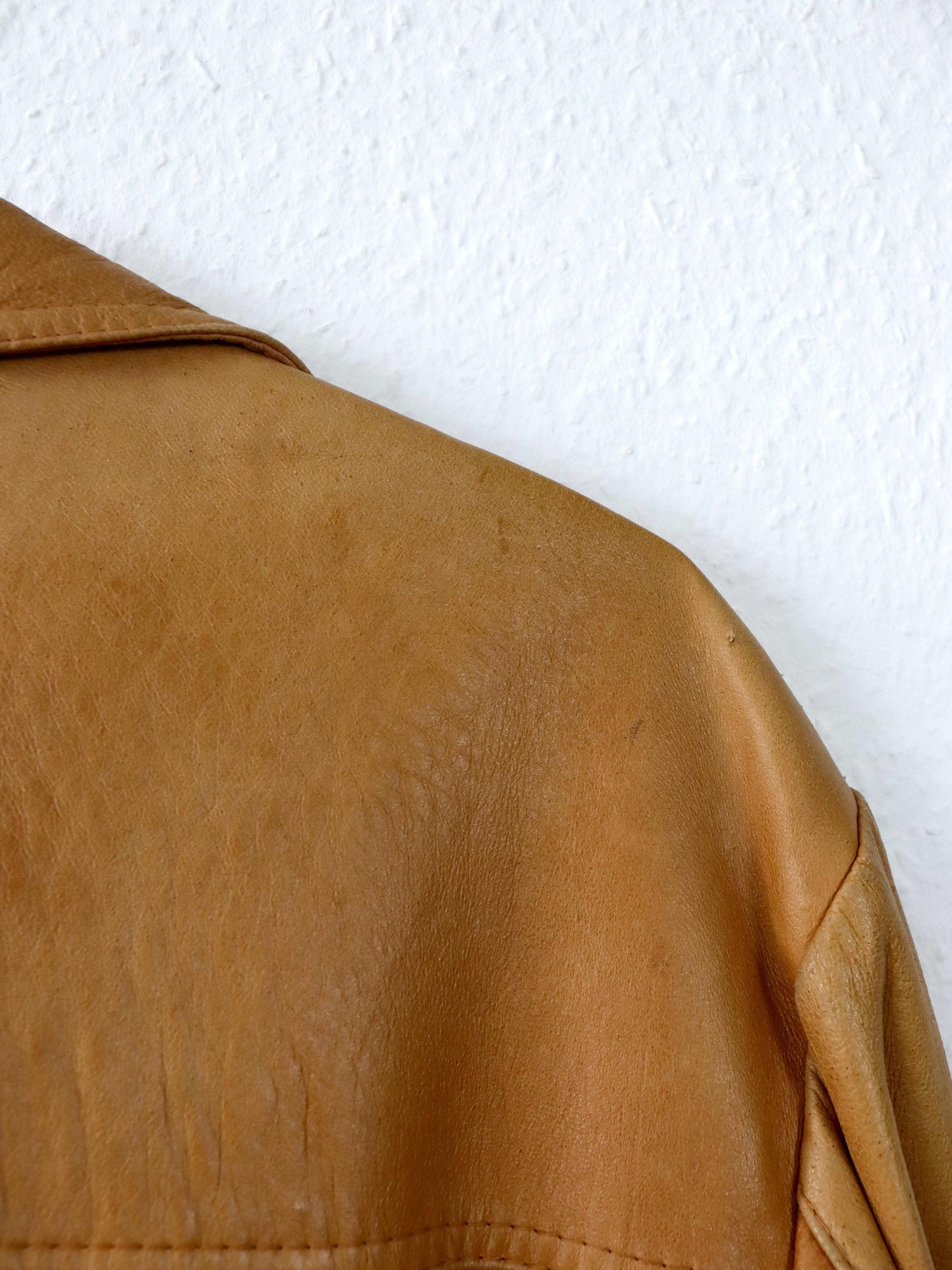 Vintage 80er 90er CREAZIONI ASSO Lederjacke Blazer Mantel hellbraun L
