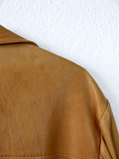 Vintage 80er 90er CREAZIONI ASSO Lederjacke Blazer Mantel hellbraun L