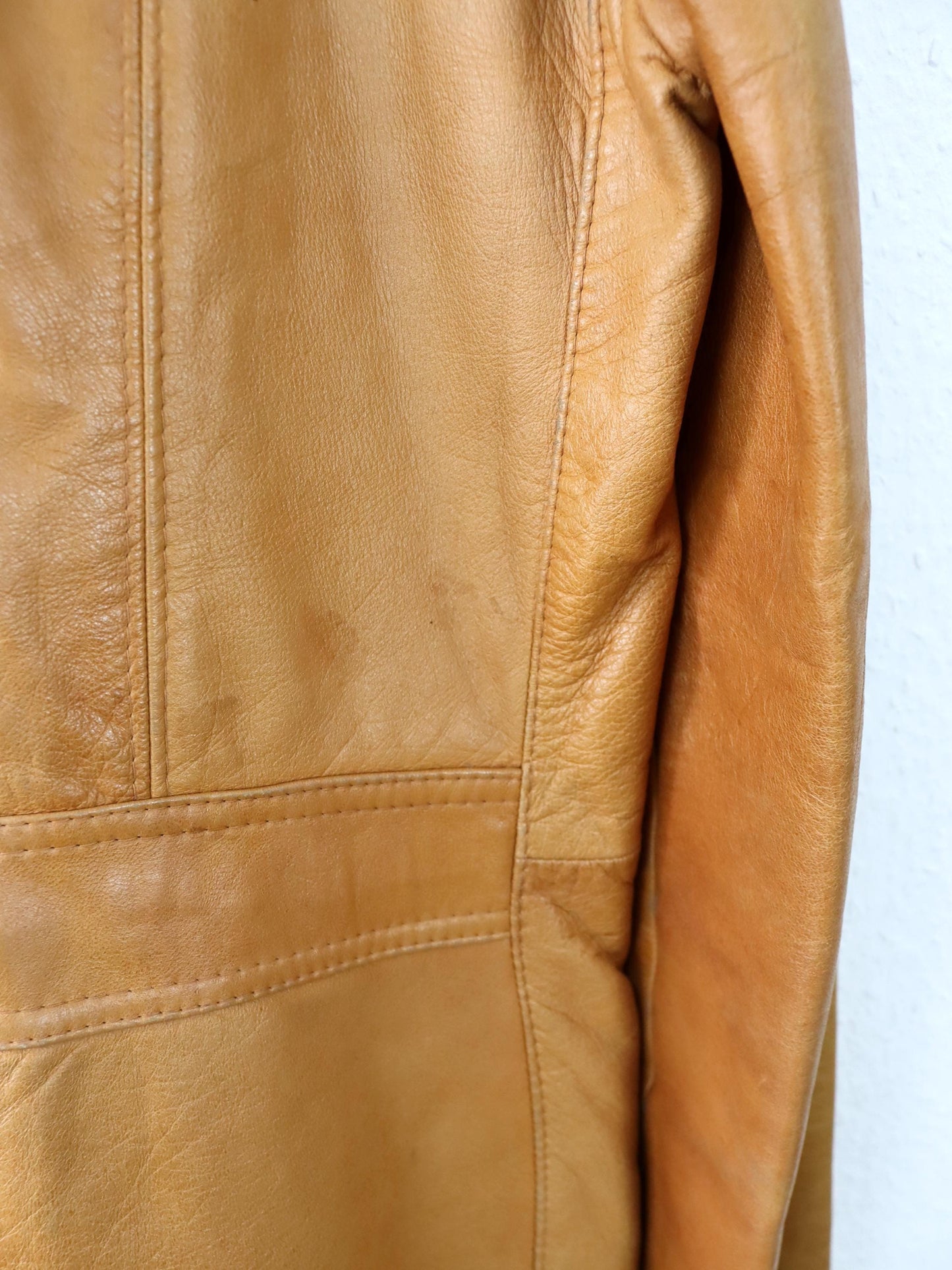 Vintage 80er 90er CREAZIONI ASSO Lederjacke Blazer Mantel hellbraun L