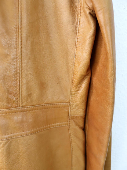 Vintage 80er 90er CREAZIONI ASSO Lederjacke Blazer Mantel hellbraun L