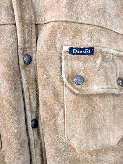 Vintage 80er 90er DIESEL Comfort Range Lederjacke Wildleder Knopfleiste heavy braun M