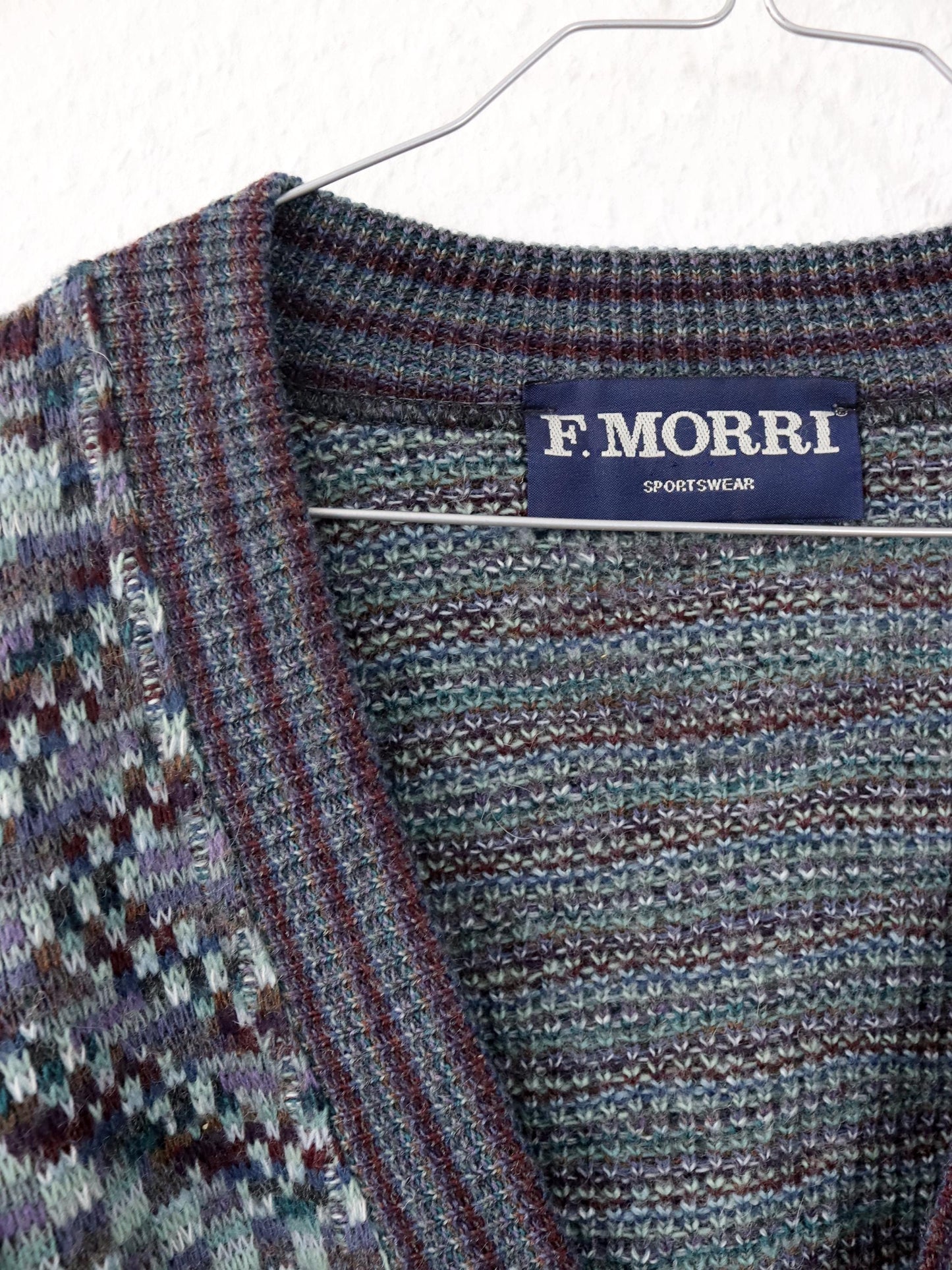 Vintage 80er 90er F. MORRI Cardigan Wollcardigan Strickjacke wolle gemustert M