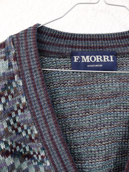 Vintage 80er 90er F. MORRI Cardigan Wollcardigan Strickjacke wolle gemustert M