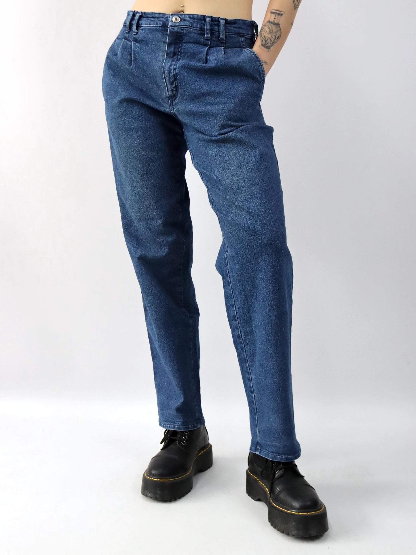 Vintage 80er 90er ASKARI Jeans Hose Bundfaltenhose blau W36 L32