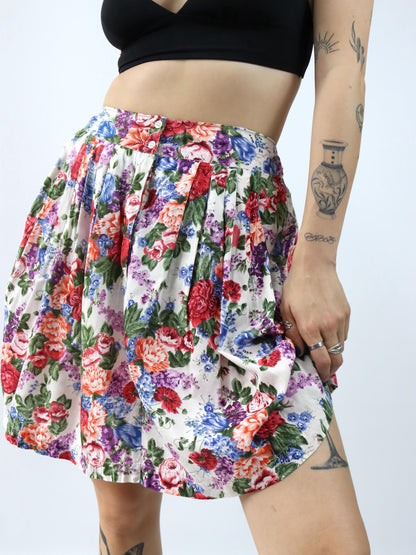 Vintage 80er 90er Rock highwaist Blumenmuster Viskose M
