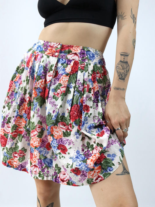 Vintage 80er 90er Rock highwaist Blumenmuster Viskose M