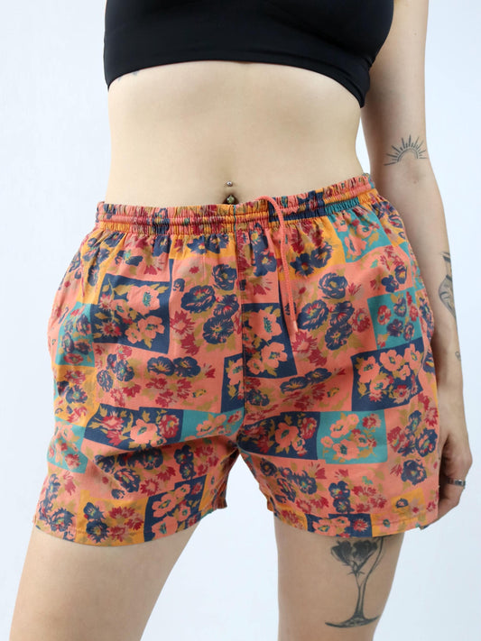 Vintage 80er 90er OUTRAGE Short kurze Hose crazy pattern orange XL